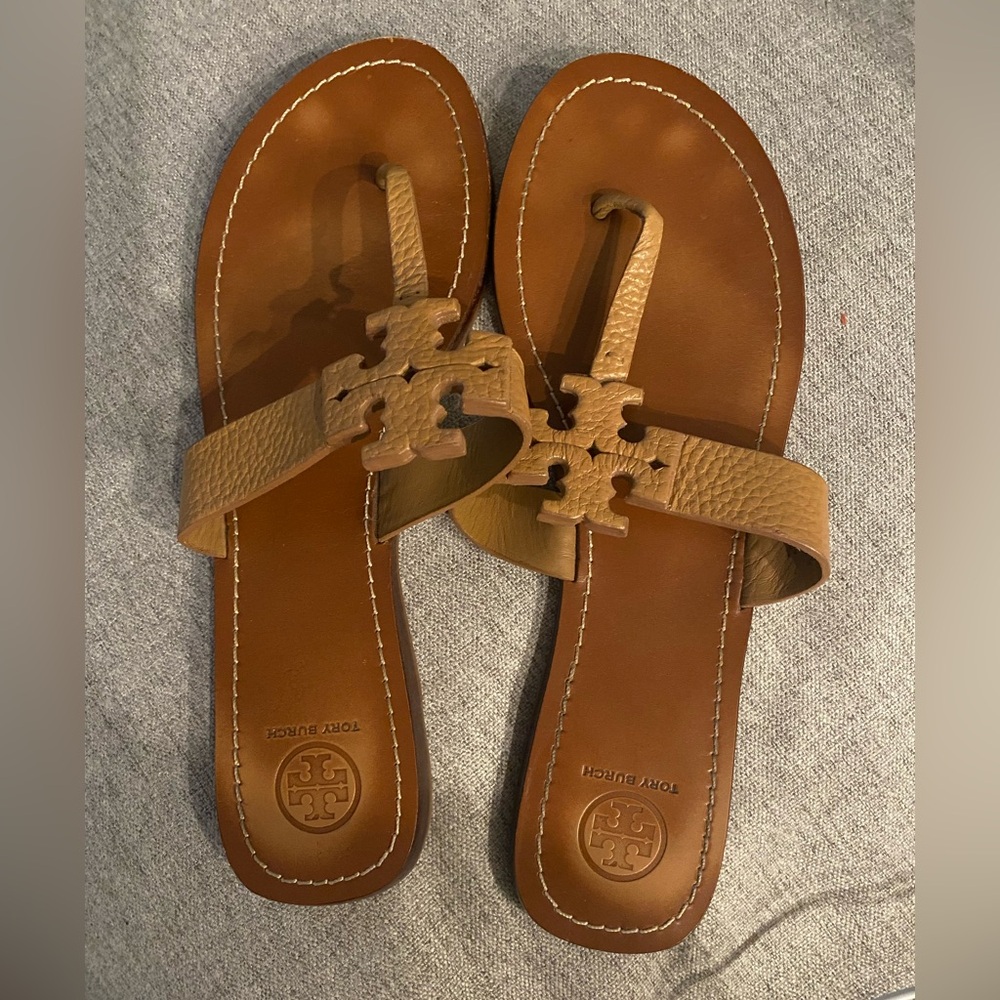 Tory Burch Brown Leather Thong Sandals